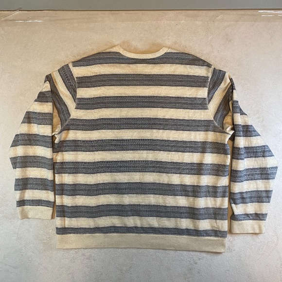 Eddie Bauer Mens 2XL Camp Fleece Crewneck Long Sleeve Striped Sweater Loatmeal - Picture 4 of 7